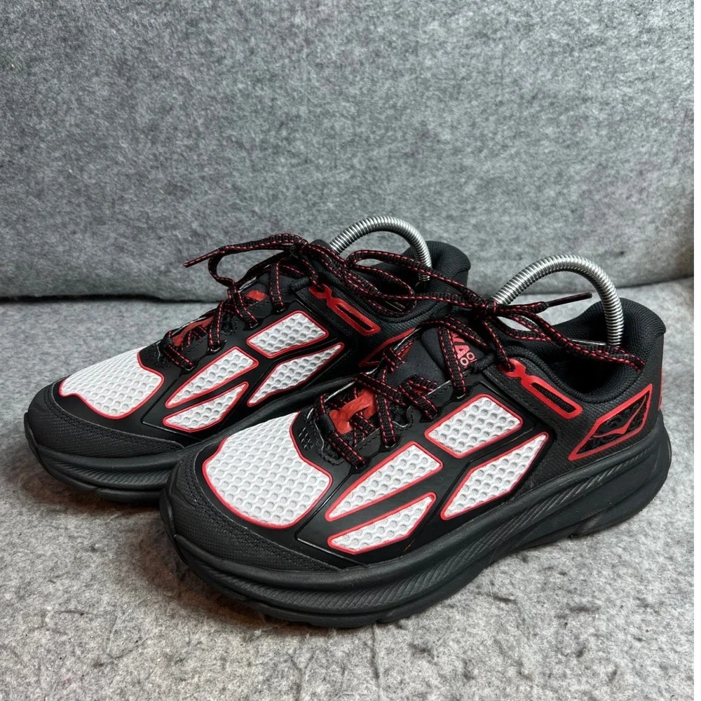 Hoka Clifton One Black Red White Mesh Running Walking Sneakers Womens 9.5